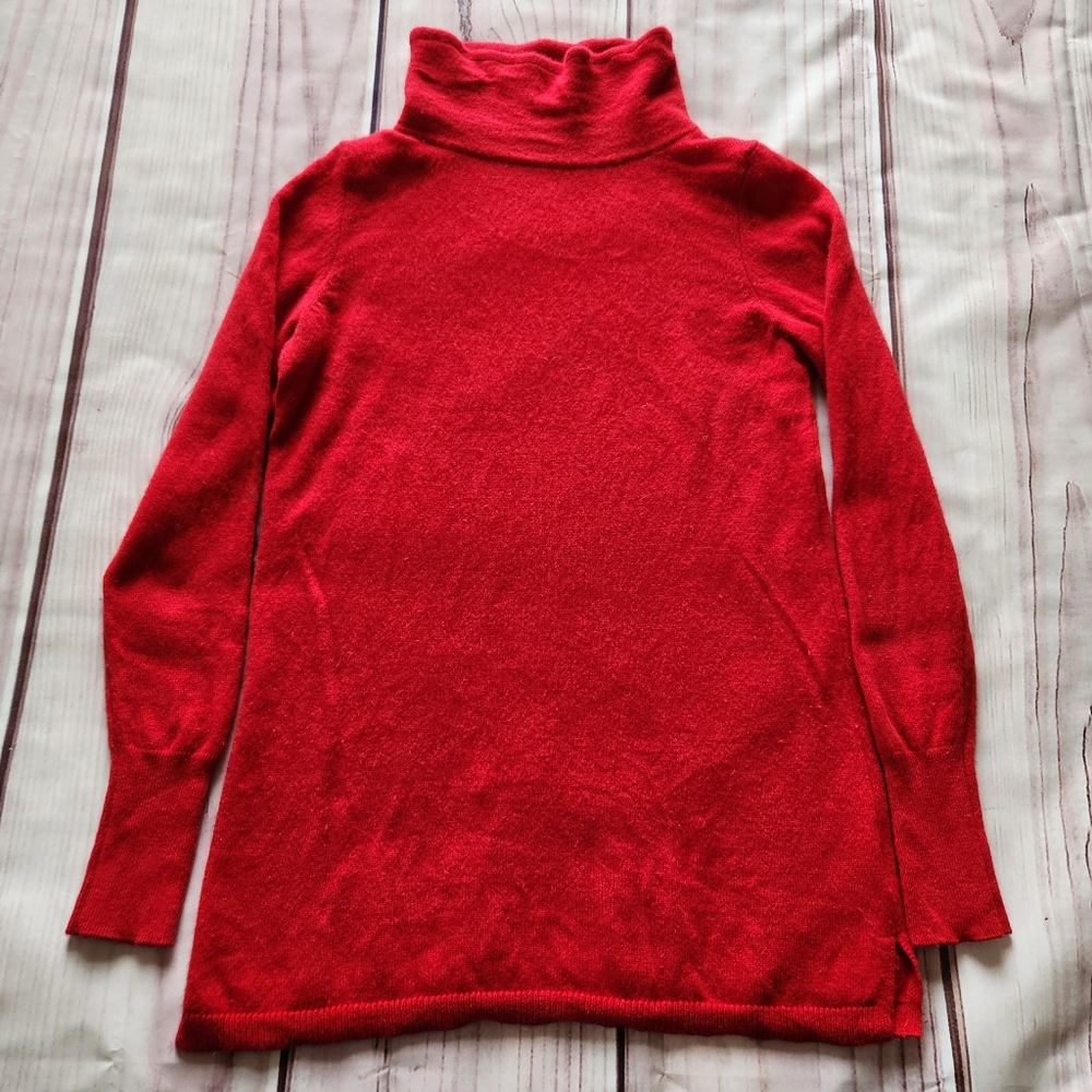 Talbots 100% Pure Cashmere Turtleneck Sweater Holiday Red | Women's Size XS - Picture 2 of 8